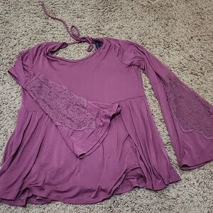 Soft and Sexy American Eagle Outfitters lace bell sleeve top.